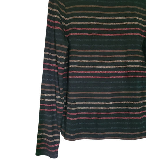 Veronica Beard Jeans Audrey Metallic Stripe Turtleneck Size Large - Picture 4 of 6